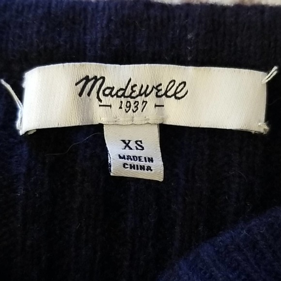 Madewell Pinewood 100% Merino Wool Sweater Navy XS - Picture 11 of 16